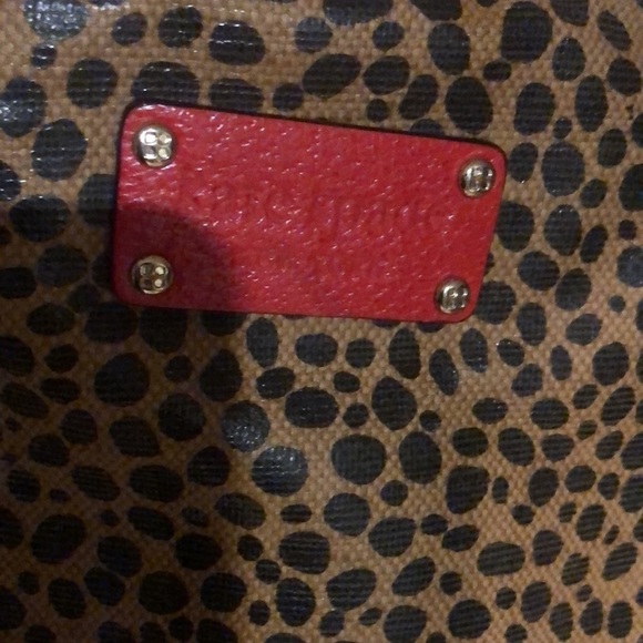 Kate Spade large black and tan leopard print handbag red leather with wallet - Picture 9 of 16
